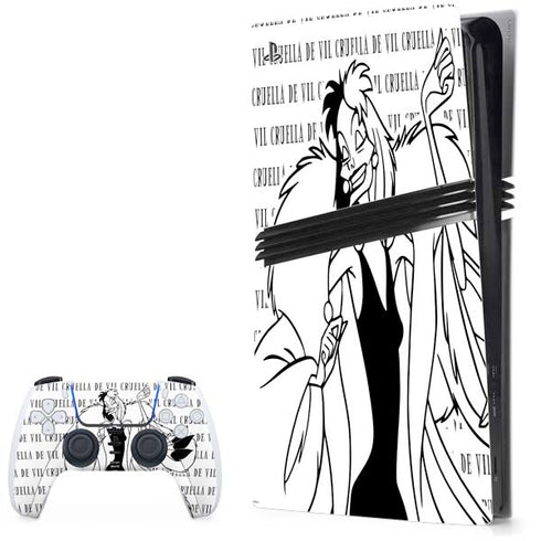 Disney Villains Cruella de Vil Black and White PlayStation PS5 Skins