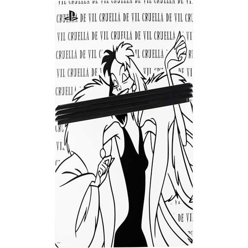 Disney Villains Cruella de Vil Black and White PS5 Pro Bundle Skin