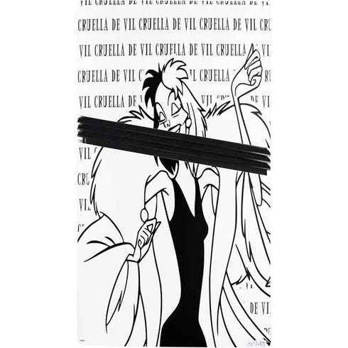 Disney Villains Cruella de Vil Black and White PS5 Pro Bundle Skin