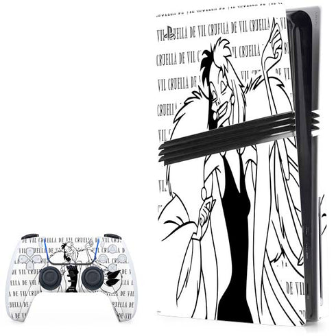 Disney Villains Cruella de Vil Black and White PlayStation PS5 Skins