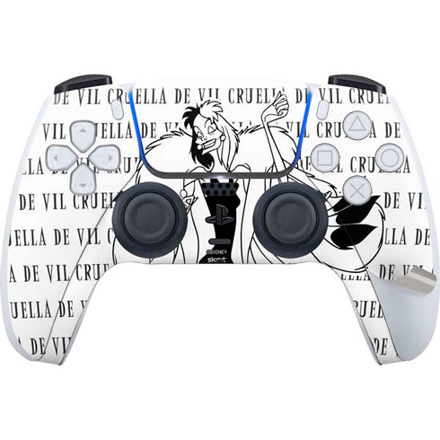 Disney Villains Cruella de Vil Black and White PS5 Pro Disk Bundle Skin