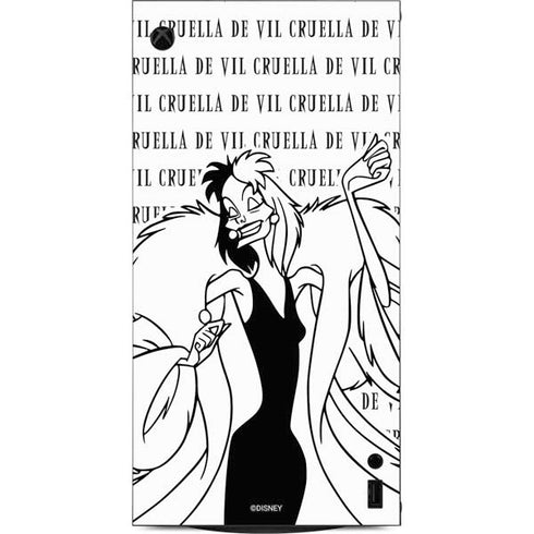 Disney Villains Cruella de Vil Black and White XBox Series X Digital Edition Console Skin
