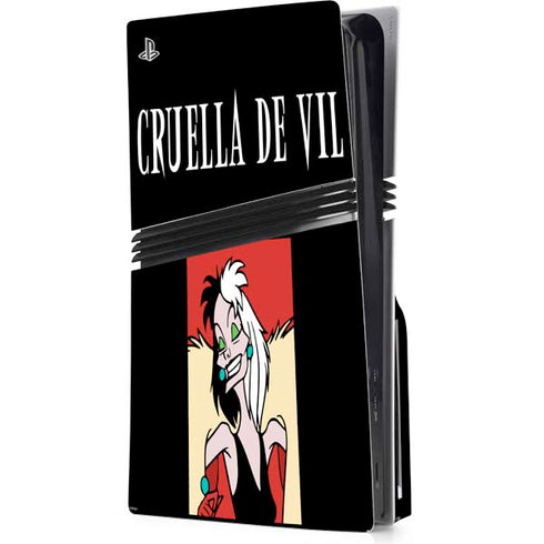 Disney Villains Cruella de Vil PS5 Pro Disk Console Skin