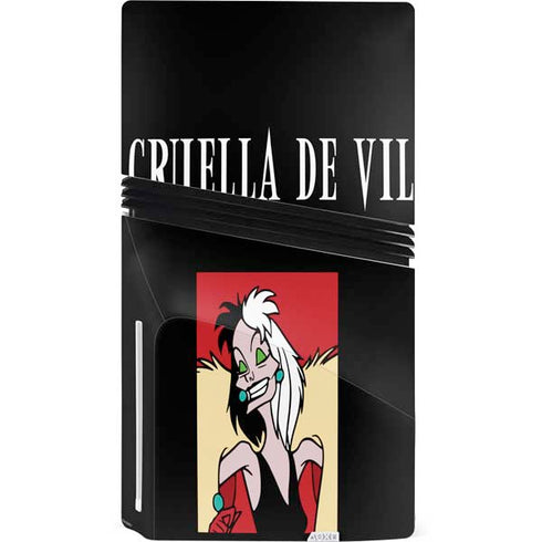Disney Villains Cruella de Vil PS5 Pro Disk Console Skin