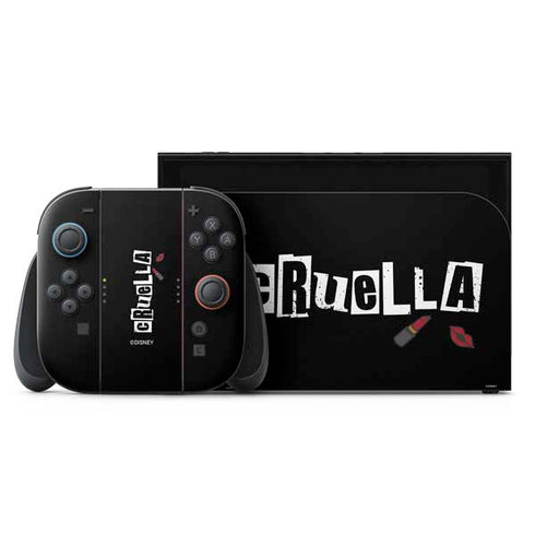 Disney Cruella (2021) Logo and Lipstick Nintendo Switch 2 (2025) with Joy-Con Skin