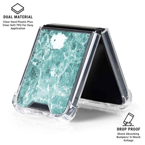Crushed Turquoise Galaxy Z Flip6 Clear Case