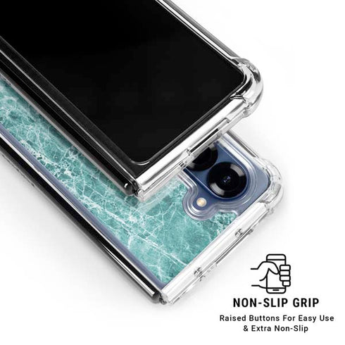 Crushed Turquoise Galaxy Z Fold6 Clear Case