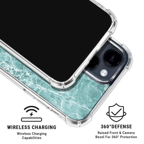 Crushed Turquoise iPhone 15 Clear Case