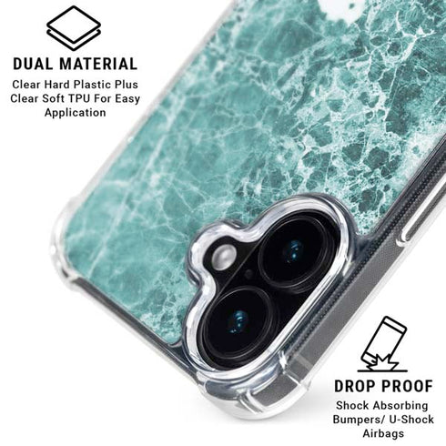Crushed Turquoise iPhone 16 Plus Clear Case
