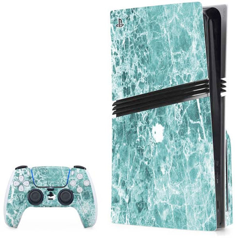 Crushed Turquoise PS5 Pro Disk Bundle Skin