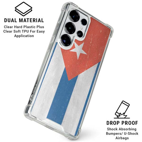 Cuban Flag Distressed Galaxy S25 Ultra Clear Case