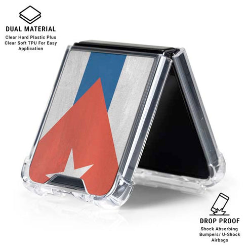 Cuban Flag Distressed Galaxy Z Flip6 Clear Case