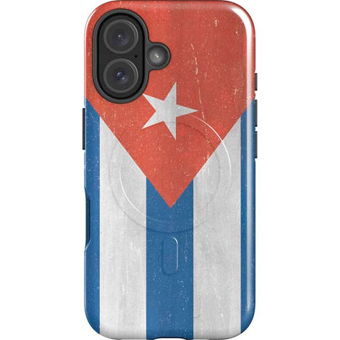 Cuban Flag Distressed iPhone 16 Plus Magsafe Impact Case