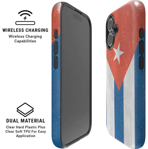 Cuban Flag Distressed iPhone 16 Plus Magsafe Impact Case
