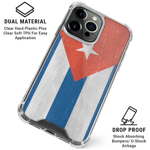 Cuban Flag Distressed iPhone 16 Pro Clear Case