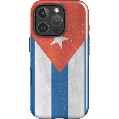 Cuban Flag Distressed iPhone 16 Pro Magsafe Impact Case