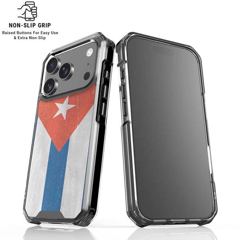Cuban Flag Distressed iPhone 18 Pro Clear Case