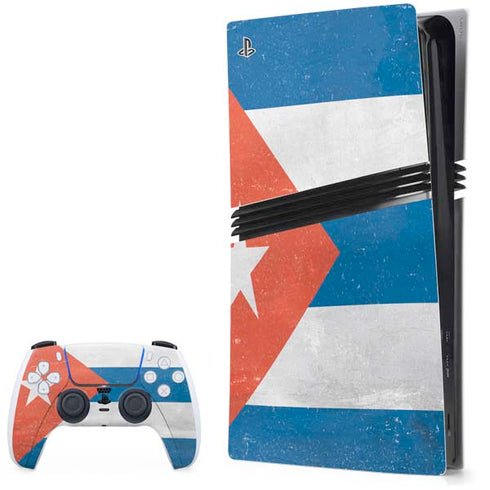 Cuban Flag Distressed PS5 Pro Bundle Skin