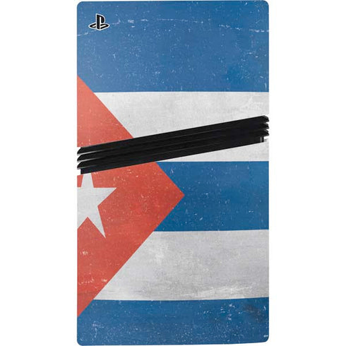 Cuban Flag Distressed PS5 Pro Disk Bundle Skin