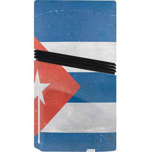 Cuban Flag Distressed PS5 Pro Disk Bundle Skin