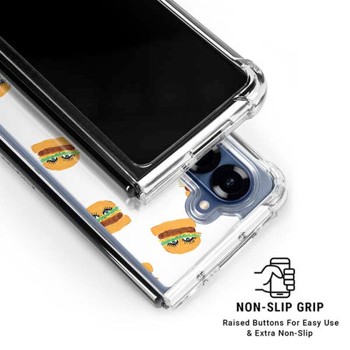 Bouffants and Broken Hearts Cute Burgers Galaxy Z Fold6 Clear Case