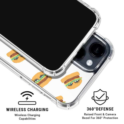 Bouffants and Broken Hearts Cute Burgers iPhone 15 Clear Case