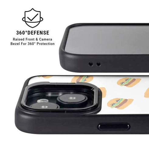 Bouffants and Broken Hearts Cute Burgers iPhone 15 Plus Kickstand Case