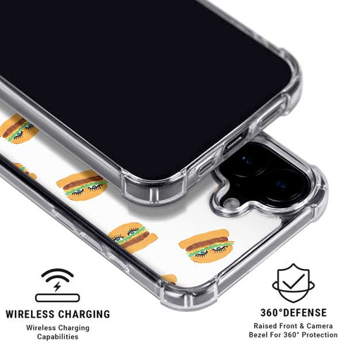 Bouffants and Broken Hearts Cute Burgers iPhone 16 Plus Clear Case