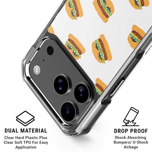 Bouffants and Broken Hearts Cute Burgers iPhone 18 Pro Clear Case