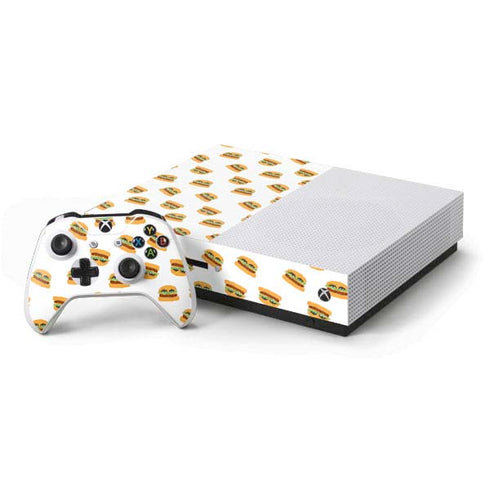 Bouffants and Broken Hearts Cute Burgers Xbox One S Console and Controller Bundle Skin