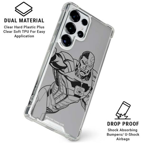 DC Comics Cyborg Comic Pop Galaxy S25 Ultra Clear Case