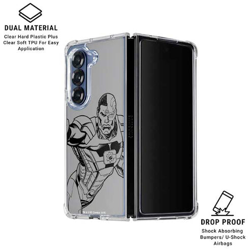 DC Comics Cyborg Comic Pop Galaxy Z Fold7 Clear Case