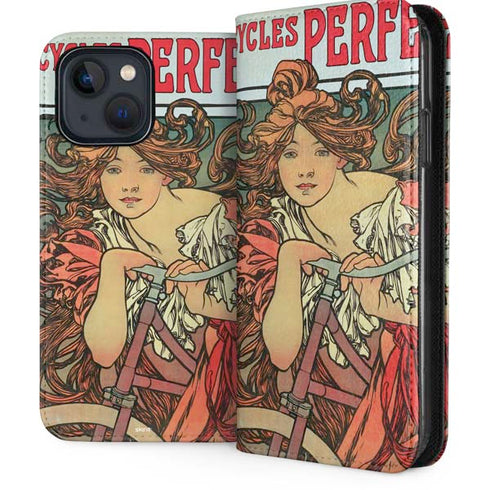 Alphonse Mucha Cycles Perfecta iPhone 15 Plus Folio Case