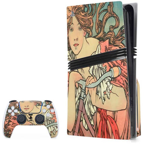 Alphonse Mucha Cycles Perfecta PS5 Pro Disk Bundle Skin