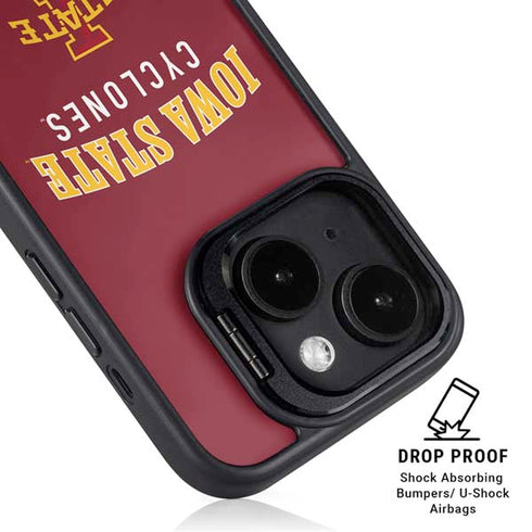 Iowa State University Collegiate Text iPhone 15 Kickstand Case