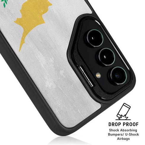Cyprus Flag Distressed Galaxy S24 FE Kickstand Case