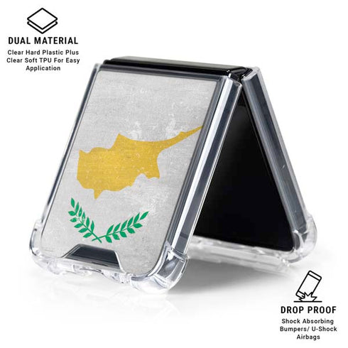 Cyprus Flag Distressed Galaxy Z Flip6 Clear Case