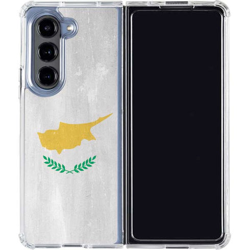 Cyprus Flag Distressed Galaxy Z Fold5 5G Clear Case