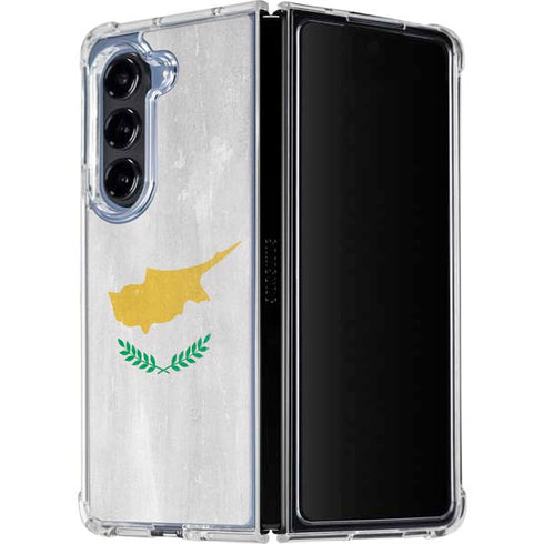 Cyprus Flag Distressed Galaxy Z Fold5 5G Clear Case