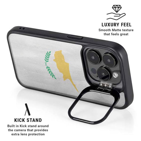 Cyprus Flag Distressed iPhone 14 Pro Kickstand Case
