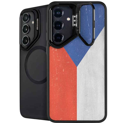 Czech Republic Flag Distressed Galaxy S24 FE Kickstand Case