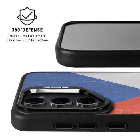 Czech Republic Flag Distressed Galaxy S24 Plus Kickstand Case