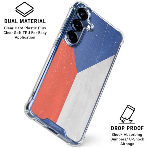 Czech Republic Flag Distressed Galaxy S25 Clear Case
