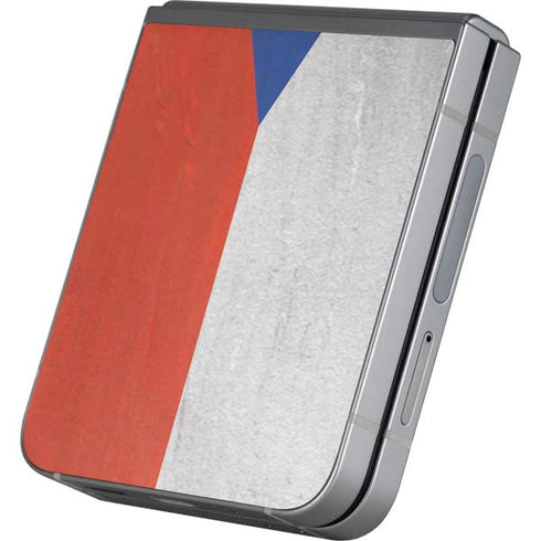 Czech Republic Flag Distressed Galaxy Z Flip6 Skin