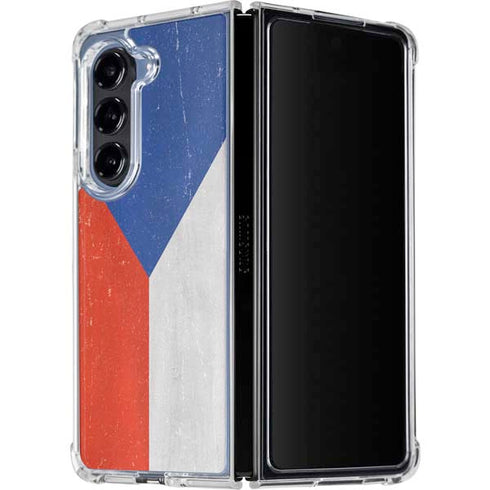 Czech Republic Flag Distressed Galaxy Z Fold5 5G Clear Case