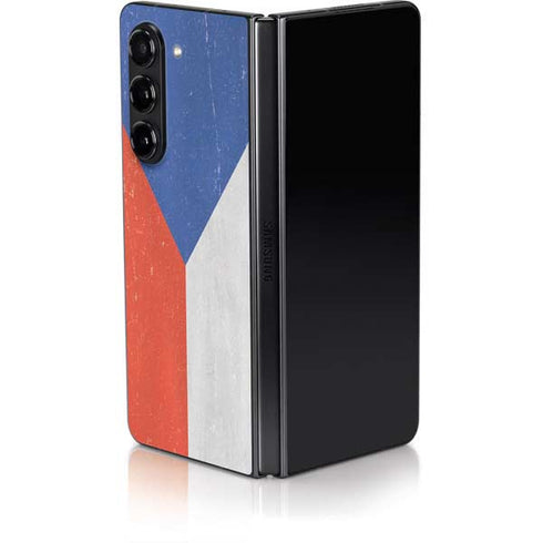 Czech Republic Flag Distressed Galaxy Z Fold5 5G Skin