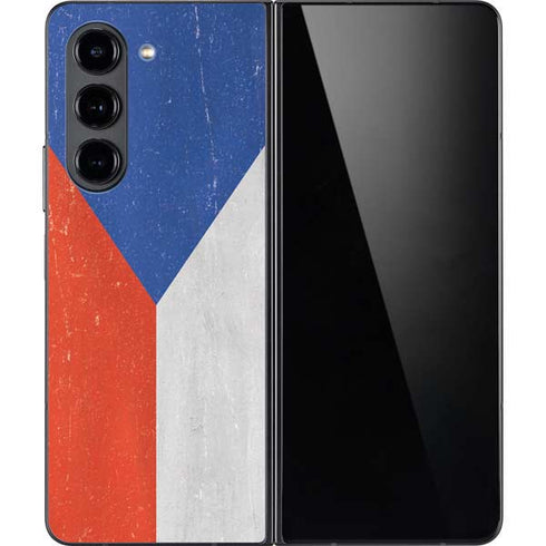 Czech Republic Flag Distressed Galaxy Z Fold5 5G Skin