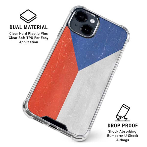 Czech Republic Flag Distressed iPhone 15 Clear Case