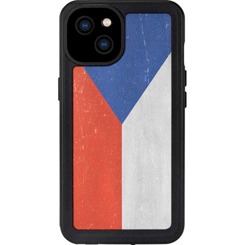 Czech Republic Flag Distressed iPhone 15 Plus Waterproof Case