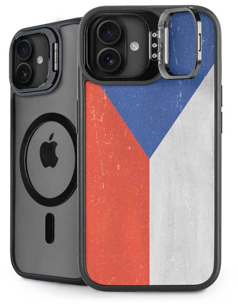 Czech Republic Flag Distressed iPhone 16 Kickstand Case